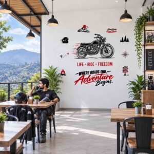 Motorcycle Life Ride Freedom adventure wall sticker with biker quotes