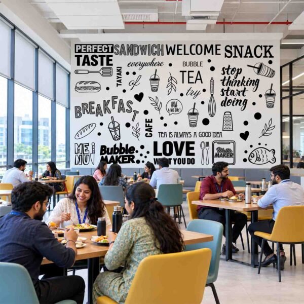 Coffee breakfast tea and food typography cafe wall sticker